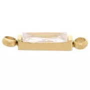 Rectangular Spacer, 13.5 x 3 mm, with CZ - Gold-Plated 316L Stainless Steel - Crystal