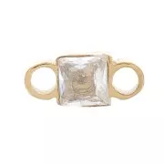 6x3 mm Square Spacer, Zirconium Oxide - Gold-Plated 304 Stainless Steel - Crystal x1
