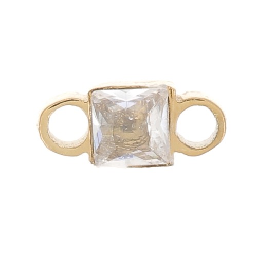 6x3 mm Square Spacer, Zirconium Oxide - Gold-Plated 304 Stainless Steel - Crystal x1