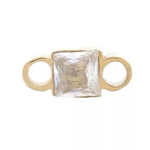 6x3 mm Square Spacer, Zirconium Oxide - Gold-Plated 304 Stainless Steel - Crystal x1