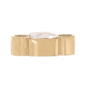 6x3 mm Square Spacer, Zirconium Oxide - Gold-Plated 304 Stainless Steel - Crystal x1
