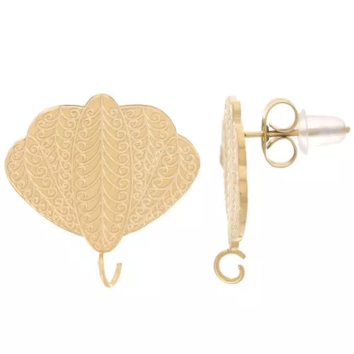 19mm 316L stainless steel Butterfly earstuds open ring - Gold x2