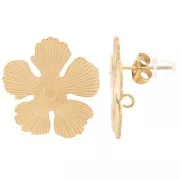 20mm 304L stainless steel Flower earstuds for 3mm cabochon - Gold x2