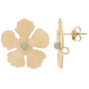 20mm 304L stainless steel Flower earstuds for 3mm cabochon - Gold x2