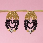 11x15.5mm 316L stainless steel Hammered U-shape chandelier earstuds - Gold x2