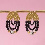 11x15.5mm 316L stainless steel Hammered U-shape chandelier earstuds - Gold x2