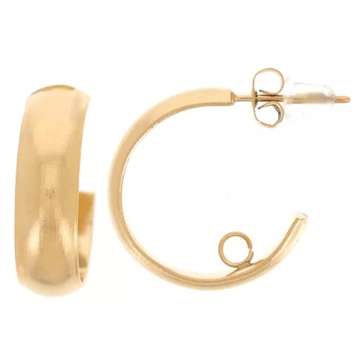19mm 304L Stainless Steel wide open hoops with open ring - Gold x2