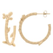 27mm 304L Stainless Steel open hoops with small leaves - Gold x2
