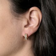 13mm 304L stainless steel round leverback earrings with zirconium oxides - Gold x2