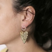 12mm round earstuds imitation pearl - 304L stainless steel - Gold x2