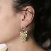 12mm round earstuds imitation pearl - 304L stainless steel - Gold x2