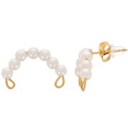 21x13mm 304L stainless steel Bridge earstuds imitation pearl - Gold x2