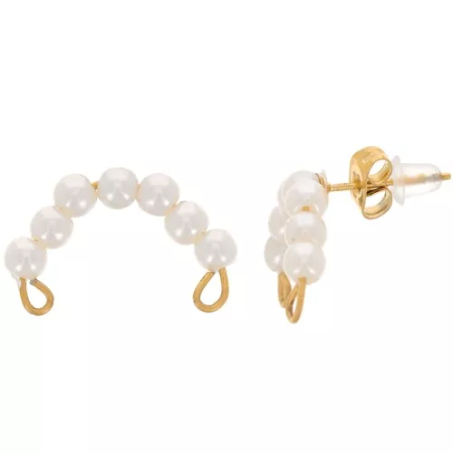 21x13mm 304L stainless steel Bridge earstuds imitation pearl - Gold x2