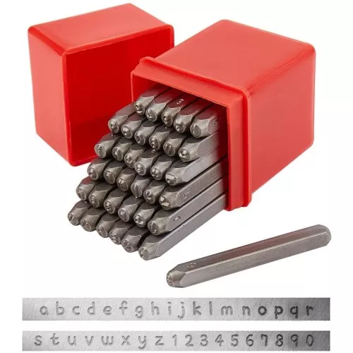 3mm Metal stamp set - Lower-case alphabet and numbers 0 to 9 x36