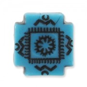 Flat bead antique decoration 9mm Turquoise/Black x5