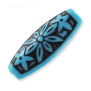 Olive bead antique decoration 29mm Turquoise/Black x1|raw }}