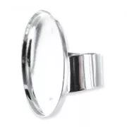 ring base oval 30x22mm Silver tone x1