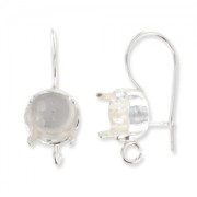 925 Sterling Silver Earwires with 1028/1088  cabochon 8mm setting|raw }}