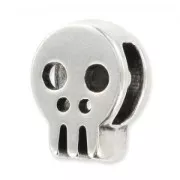 Slider bead skull for 12,5x10mm laces Antique Silver Plating x1