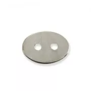 smooth oval Button 15x11mm Rhodium tone x1