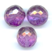 Fire Polished faceted round beads 14mm Lumi Amethyst x4|raw }}