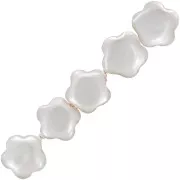 6mm mother-of-pearl flower beads - Natural x4