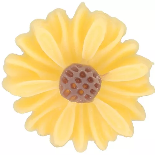 13mm Resin flower cabochon - Yellow - Brown x1