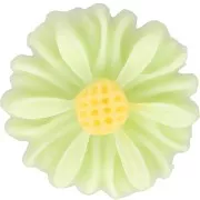 13mm Resin flower cabochon - Light green - Yellow x1