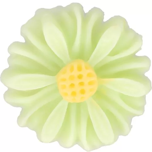 13mm Resin flower cabochon - Light green - Yellow x1