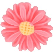 13mm Resin flower cabochon - Pink - Yellow x1