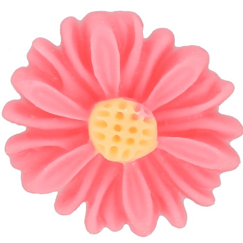 13mm Resin flower cabochon - Pink - Yellow x1