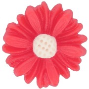 13mm Resin flower cabochon - Red - White x1
