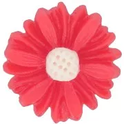13mm Resin flower cabochon - Red - White x1