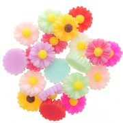 10mm Resin flower cabochons - Multicolored x20