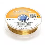 Copper wire Craft Wire hard 0.40 mm golden plated x15 m