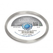 Copper wire Craft Wire hard 0.80 mm silver plated x6 m