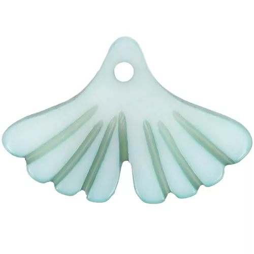 12x17mm ginkgo leaf Sequin in dyed mother-of-pearl - Light blue x1