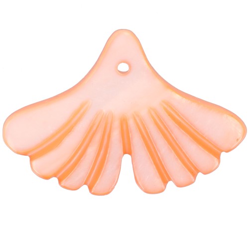12x17mm ginkgo leaf Sequin in dyed mother-of-pearl - Orange x1