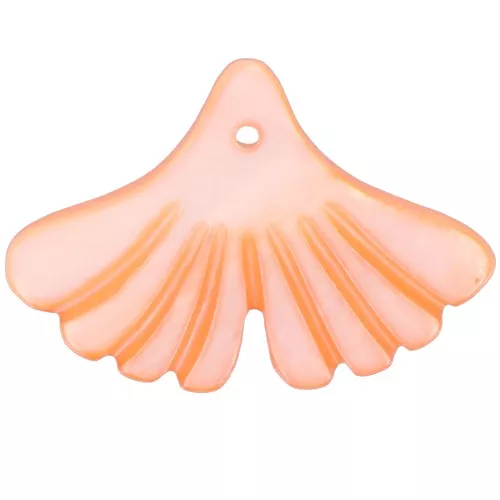 12x17mm ginkgo leaf Sequin in dyed mother-of-pearl - Orange x1