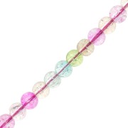 6.5mm Round glass beads - Cracked Beads - Multicolored x38cm|raw }}