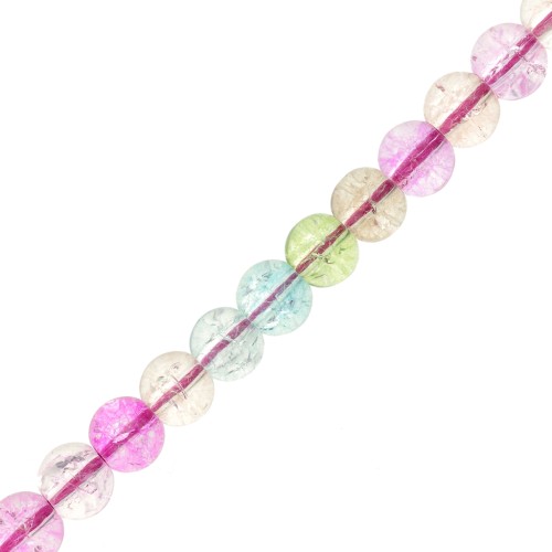 6.5mm Round glass beads - Cracked Beads - Multicolored x38cm