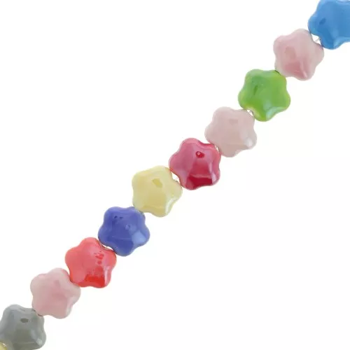 15mm Ceramic flower beads - Multicolored x32cm