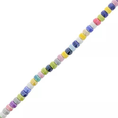 Heishi ceramic rondelle beads 6.5x4 mm - Multicolor x28cm