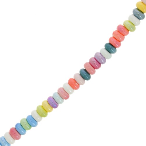 8x5 mm Ceramic Heishi Rondelle Beads - Multicolor x 28 cm