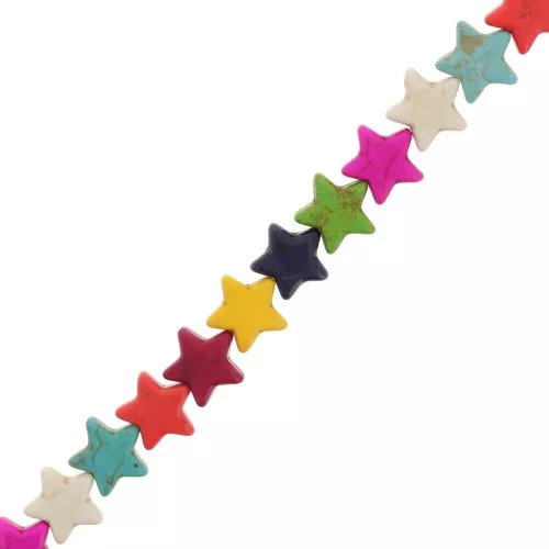 15mm dyed Howlite gemstone imitation Star beads - Multicolored x38cm