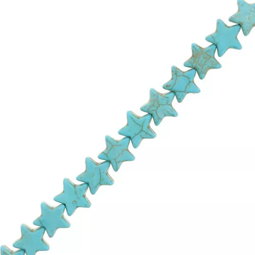 15mm imitation gemstone Howlite dyed Star beads - Turquoise x38cm