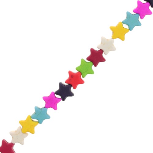 12mm imitation gemstone Howlite dyed Star beads - Multicolored x37cm