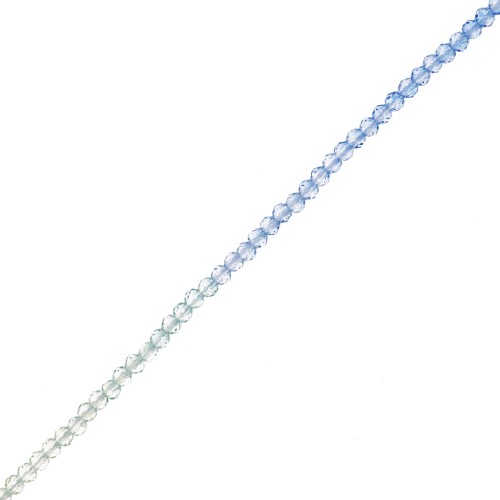 2mm Round faceted beads - Tie and dye - Blue - Transparent x36cm