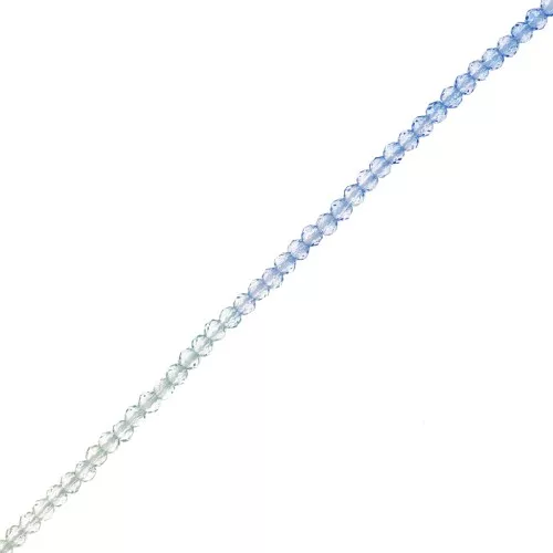 2mm Round faceted beads - Tie and dye - Blue - Transparent x36cm