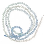 2mm Round faceted beads - Tie and dye - Blue - Transparent x36cm